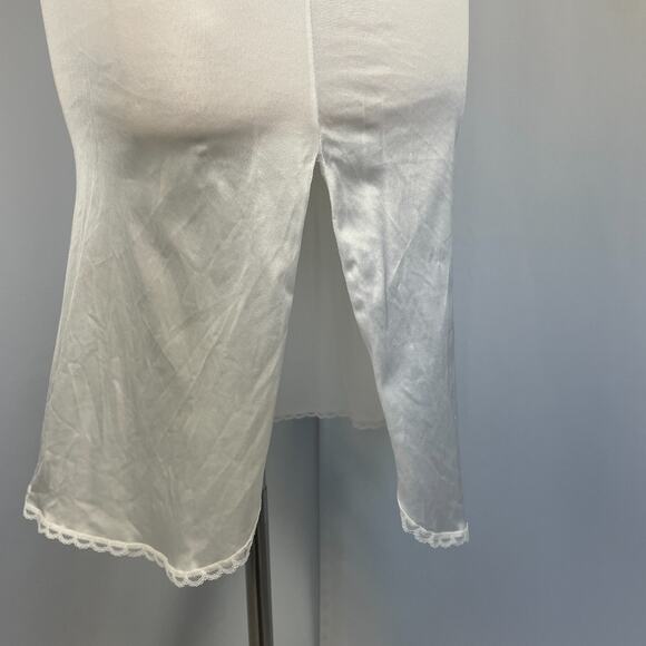 Vintage Half Slip Skirt Size Large White Ivory Solid Satin Nylon Side Slit - Picture 6 of 15